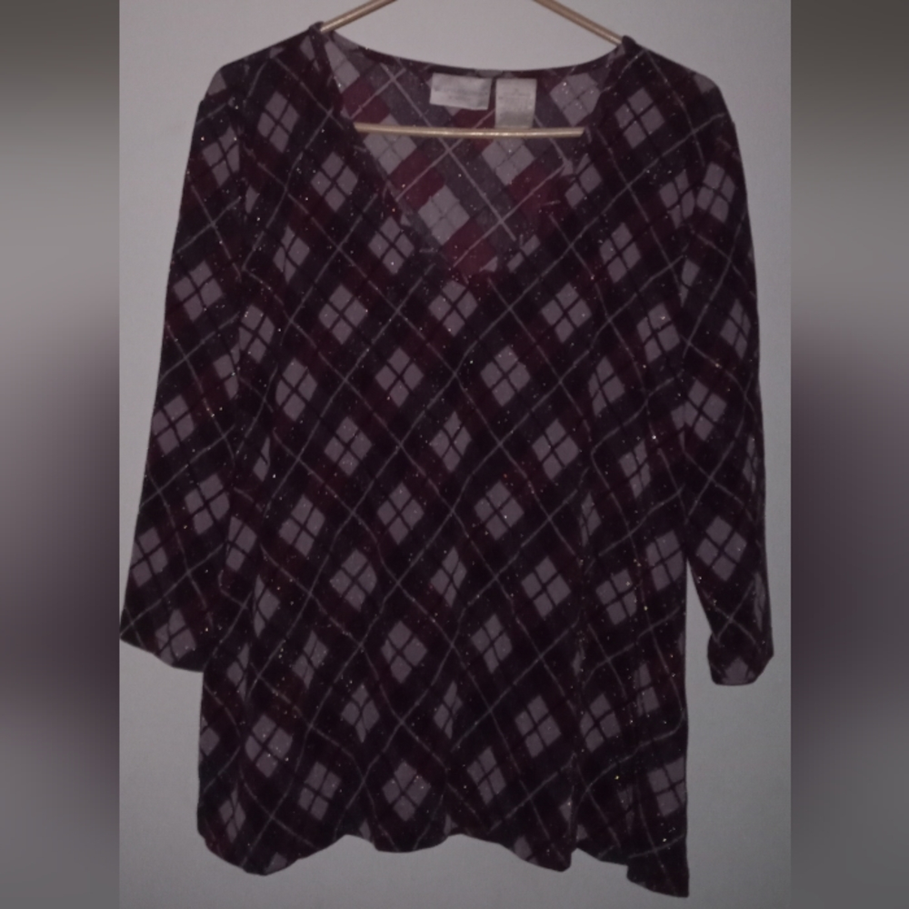 Worthington Women Multi-Color Purple 1X